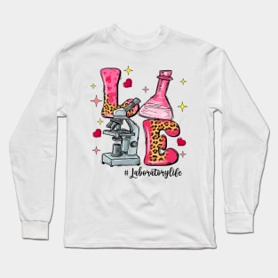 LOVE Laboratory Life Leopard Laboratory Tech Valentine_s Day Long Sleeve T-Shirt